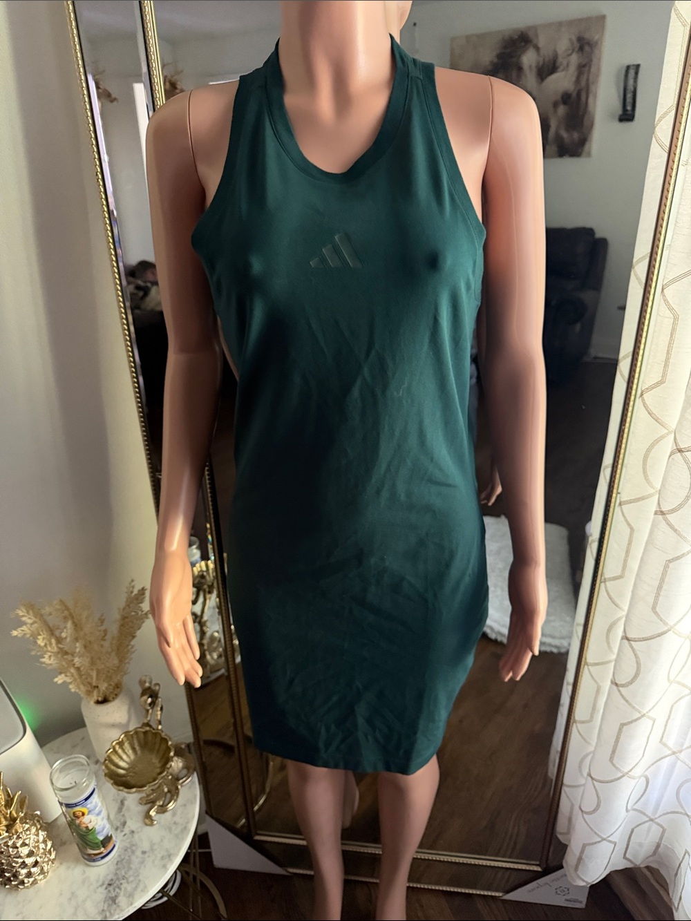 adidas Dark Green Racerback Bodycon Dress